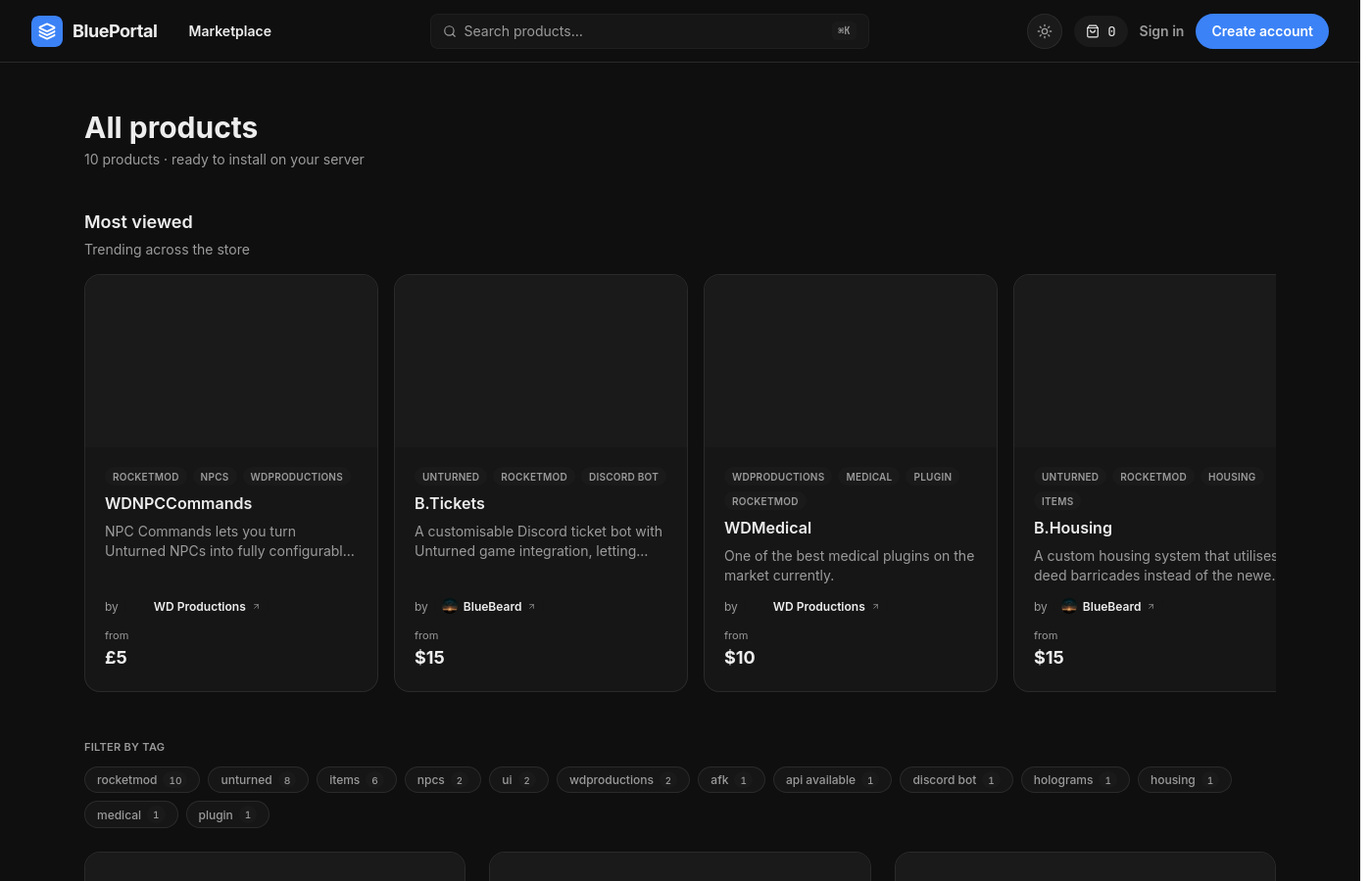 The storefront. The "Most viewed" rail comes from an hourly recommendation job.
